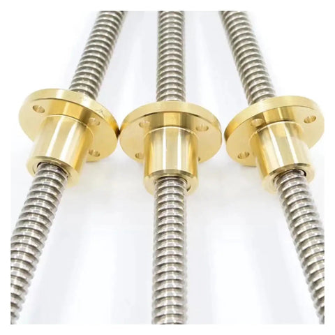 Premium T20 Trapezoidal Lead Screw Kit With Corrosion Resistant Brass Nut For Slick Linear Motion On CNC Routers And 3D Printers. Heavy duty screws with brass nuts.