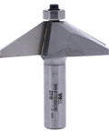 60 Degree Chamfer Router Bit With Carbide Tip Half Inch Shank Two And A Half Inch Diameter One And One Eighth Inch Cutting Length Nine Sixteenths Inch Cutting Height Ideal For Delicate Edge Bevels On Half Inch Collets