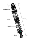 90mm Dual Rate Spring Oil Shocks for TRX4 SCX10 1 by 10 RC Crawler with CNC Aluminum Shock Bodies and Nylon Rod Ends