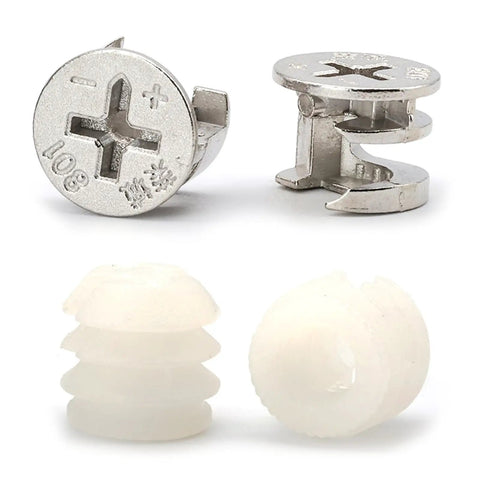 3 In 1 Connector Bolt And Dowel Set With Preinserted Nut For Furniture Fittings Zinc Alloy Fasteners Screws And Expansion Hardware