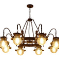Rustic Box Ceiling Pendant Light Badass Industrial Hanging Chandelier Chill Vintage Barn Fixture For Modern Dining Rooms And Cozy Living Spaces Durable Anti Corrosion Finish With Energy Saving Bulb Socket, featuring multiple globe lights.