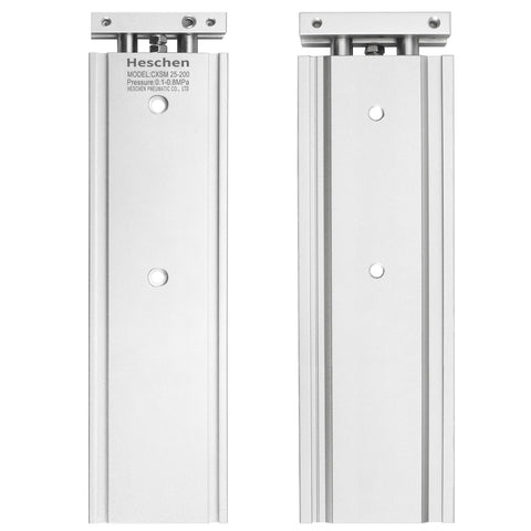 Front and back view of CXSM 25-200 Dual Rod Air Cylinder with Magnet Guided Pneumatic Actuator, 25mm bore, 200mm stroke