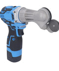 Jauarta Cordless Plate Shear Electric Drill Sheet Cutter With Ti Steel Gear showing ergonomic grip and metal cutting attachment.