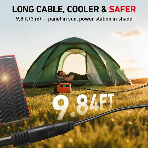 300W Portable Foldable Solar Panel Kit With Standalone PWM Controller USB Output And Monocrystalline Cells connected to tent