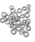 180 Piece 304 Stainless Steel Countersunk Finishing Cup Washer Set For DIY Pros And Gearheads Conical Gasket Shims Sizes 6, 8, 10 And 12 Silver Finish Hardware Essentials Kit, assorted silver washers