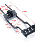 Carbon Fiber RC Car Chassis Frame Kit For TRX-4 One Tenth Scale Crawler showing dimensions with beefed-up rails and easy install.