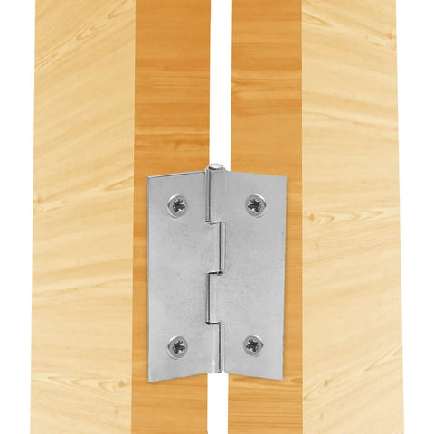 Six Pack 2 Inch Mini Butt Hinges Forged From Premium 304 Stainless Steel mounted on wooden panels for hobby projects.