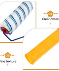 Two Piece Seamless Corner Paint Roller With Dual Grip Handles For Conquering Wall Edges And Tight Corners Lint Free Rolling Design showing striped sleeve and grip.