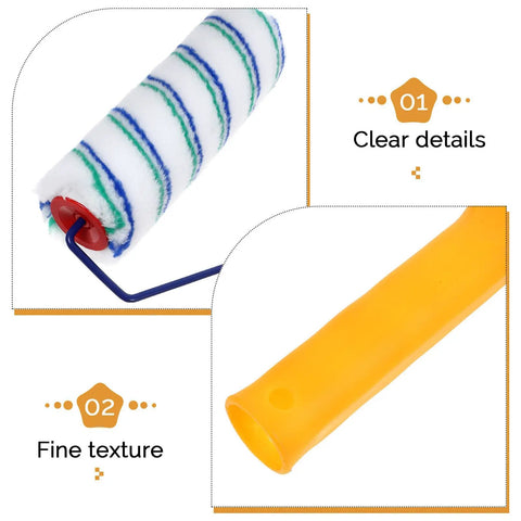 Two Piece Seamless Corner Paint Roller With Dual Grip Handles For Conquering Wall Edges And Tight Corners Lint Free Rolling Design showing striped sleeve and grip.