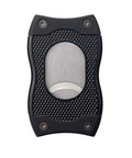 SV Cut 2 In 1 Cigar Cutter With V Cut And Straight Cut, Ergonomic Stainless Steel Design, Black front view