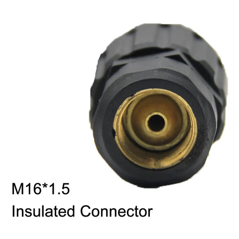 M16*1.5 insulated connector with a black textured exterior for secure grip and durability.