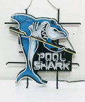 Blue Billiards Neon Sign Light Handmade LED Neon Tubing 14x17 Inch With Transparent Acrylic Frame featuring shark design