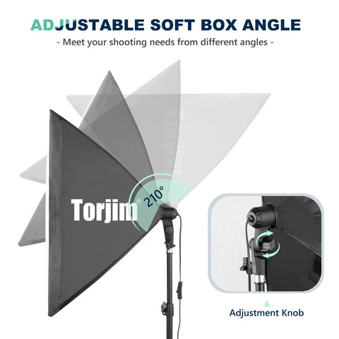 Two Pack 27 By 27 Inch Softbox Lighting Kit With 85W LED Bulbs And Remote, Adjustable 3000K To 7500K Color Temperature, light angle adjustment