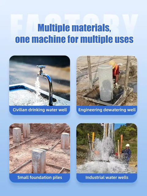No Fuss Mini Hydraulic Water Well Drilling Rig 200 Meter Deep Borehole Drill compactly showcasing various water applications.