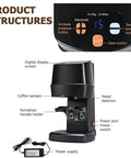 58 Millimeter Automatic Espresso Tamper Featuring Adjustable Depth And Steady Pressure Settings Slash Shot Prep Time And Kill Uneven Extractions Perfect For Fast Paced Coffee Shops And Lazy Sundays At Home, showcasing digital display and components.