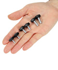 Hand holding 30 Pieces Knurled Thumb Screws Set With M4 M5 M6 Threaded Monitor Screws VESA Compatible Carbon Steel Clamping Knobs