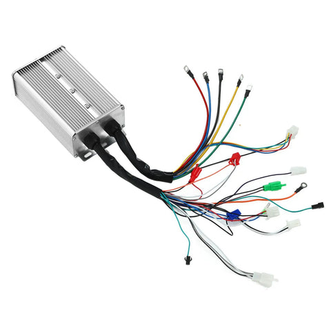 Rugged Rock Solid 1500W Brushless Motor Controller For 48V Or 60V E Bikes And Electric Trikes with aluminum housing and wiring.