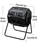 Front view of Dual Chamber 160L Compost Bin With 360 Degree Tumbling Rotating Composter For Garden Kitchen Yard Outdoor Use