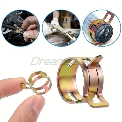 Grab This Ultimate 130Pc Hose Spring Clamp Fastener Assortment Kit With Ten Sizes From 6 To 22mm For Tough Auto Repairs And DIY Jobs Featuring Durable Spring Steel Construction That Holds Up Great. spring steel hose clamp, 6-22mm, for auto repairs and DIY