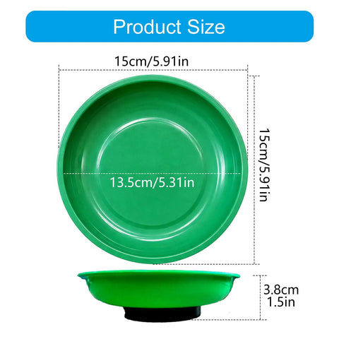 3 Pack Compact ABS Trays For Holding Metal Parts Office Supplies Electronics And Tools With Safe Rounded Edges 6 Inch Round Handy Go To Organizer For Home Shop Garage Desk, green 15cm tray size