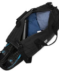 40L Military Tactical Duffle Bag for Men with Shoe Compartment open view showing shoes and packing space