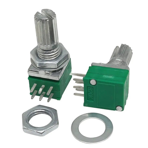 Ten Pack B50K 6 Pin Dual Linear Rotary Seal Potentiometers For Amplifiers And DIY Audio, 15mm Shaft, RK097N Style Variable Resistors