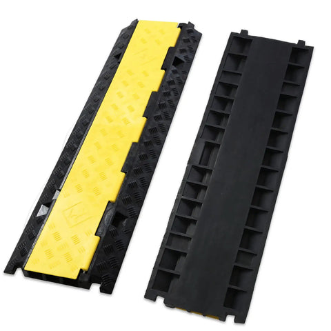 Two Pack 3 Channel Cable Ramp Protector For Wires And Hoses, Heavy Duty PVC Rubber Cord Protector Ramps, waterproof design