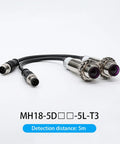Industrial M18 Metal Body Photoelectric Sensor Proximity Switch With Diffuse Reflector And Through Beam Modes NPT 1 1/4 Black PNP NO