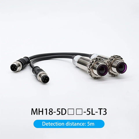 Industrial M18 Metal Body Photoelectric Sensor Proximity Switch With Diffuse Reflector And Through Beam Modes NPT 1 1/4 Black PNP NO
