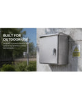 Rugged 304 Stainless Steel Outdoor Electrical Enclosure Waterproof Junction Box With Ventilated Side Panels All Weather IP Rated Corrosion Resistant Housing For Indoor And Outdoor Electrical Installations mounted outdoors on wall