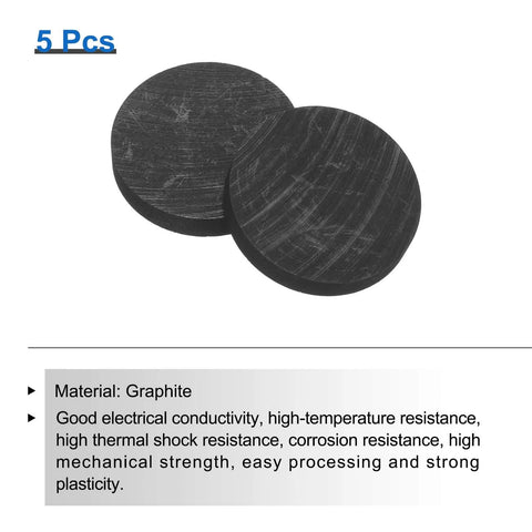 Round Graphite Block Disk Ingot Pro Grade High Purity Graphite Plate 30x5mm for melting and electrolysis, pack of 5.