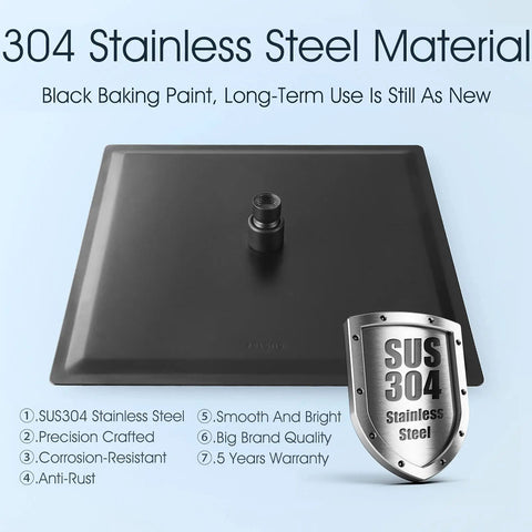 Complete Matte Black Shower System With 10 Inch Square Rain Shower Head And Handheld Featuring Stainless Steel Construction