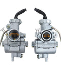 Two PZ20 Carburetor Kit components with intake measurements for 50cc-125cc Chinese ATVs, go-karts, dirt bikes, quad bikes