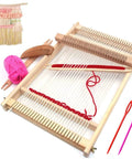 Wooden Weaving Loom Kit For Kids And Adults Large Frame Tapestry Loom 9.85 By 15.5 Inches with tools and pink yarn