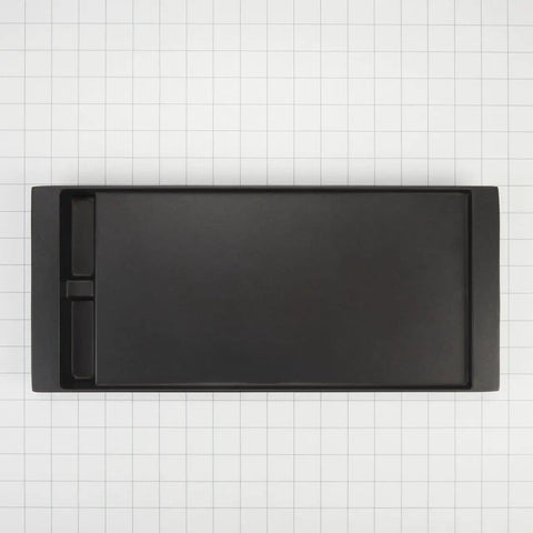 Genuine OEM Gas Range Griddle Replacement Part W10662080 black rectangular cast-aluminum top view on grid background