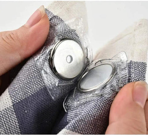 Totally Invisible Hidden Magnetic Snap Buttons 10 Sets 18 mm PVC covered fasteners attached to fabric for handbag closure.