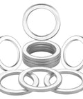 Heavy Duty M18 Aluminum Oil Drain Plug Gasket Crush Washers Kit For Volvo 850 960 C30 10 Pack DIY Friendly, front view of gaskets