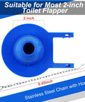 Two Inch Universal Toilet Flapper Replacement With Long Lasting Rubber Seal And Stainless Steel Chain Fits Most Two Inch Flush Valves Including American Standard Prevents Hissing And Running Toilets shown with chain measurement