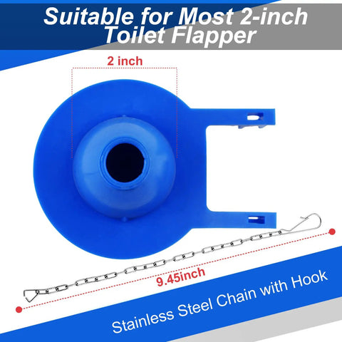Two Inch Universal Toilet Flapper Replacement With Long Lasting Rubber Seal And Stainless Steel Chain Fits Most Two Inch Flush Valves Including American Standard Prevents Hissing And Running Toilets shown with chain measurement