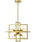 Black And Gold Dope Industrial 8 Light Geometric Pendant Chandelier For Dining Room And Kitchen Island Modern Square Hanging Light Fixture