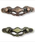 Two European Retro Drawer Pull Handles For Cabinets And Doors, vintage brass hardware, smooth finish, antique style detail