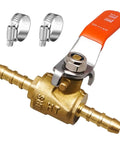 1/4 Fuel Shut Off Valve Brass Hose Barb Ball Valve for Outdoor Irrigation with clamps, universal brass valve