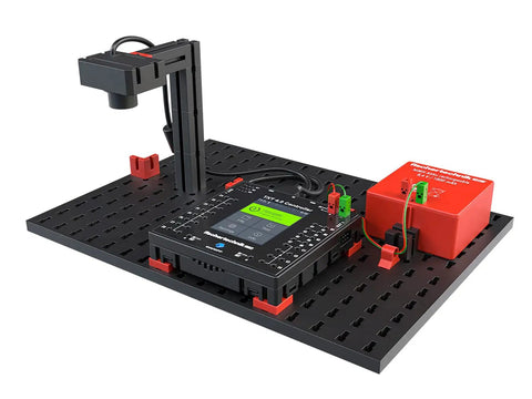 Robotics TXT 4.0 Base Set Robot Kit For STEM Builders, Programmable, Durable Black Design, Hands On Coding And Control, Great For Learning Core Robotics And Engineering black controller on base plate