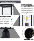 Details of Big 15 Inch Outdoor Post Light Waterproof Cast Aluminum Lamp Post Fixture, focusing on powder coating and tempered glass