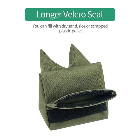 Front And Rear Rest Bags With Unfilled Sandbags For A Beefy Sandbag Stand System Stable Aiming Platform Army Green Velcro