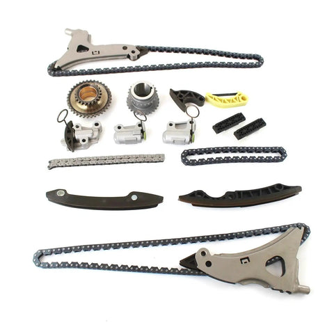 Upgrade Your Ride With A Tough Alloy Timing Chain Kit Made To Fit Mercedes Benz E350 GL450 E400 ML350 GLK350 V6 3.0L And 3.5L Engines For Peak Performance Long Life And Low Maintenance No More Stretching., timing chain kit parts on white background