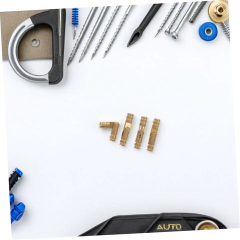 Brass Concealed Cylinder Hinges Set 25 Pcs Mini Barrel Cabinet Hinges For Jewelry Boxes on a white background with tools