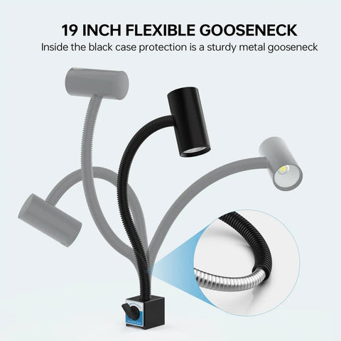 Heavy Duty 1540 Lumen LED Magnetic Work Light With Flexible Gooseneck And Strong Magnetic Base Waterproof IP65 Aluminum Housing