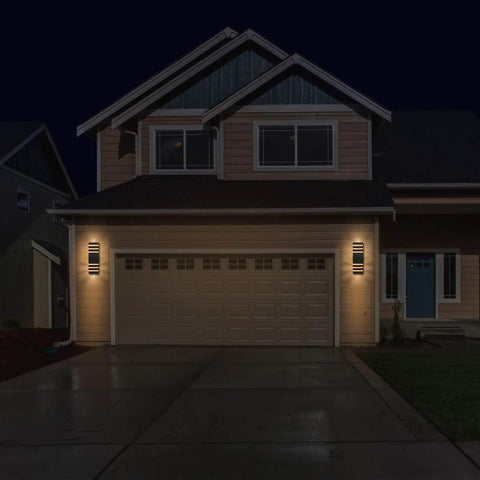 Weatherproof LED Wall Sconce Outdoor Light 5W Black Exterior Up Down Lamp With 5000K Warm White IP65 Waterproof installed by garage
