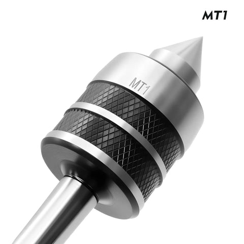 Medium Duty Live Center MT1 Morse Taper 60 Degree Point Triple Bearing Lathe Accessory for CNC Machines, close-up view